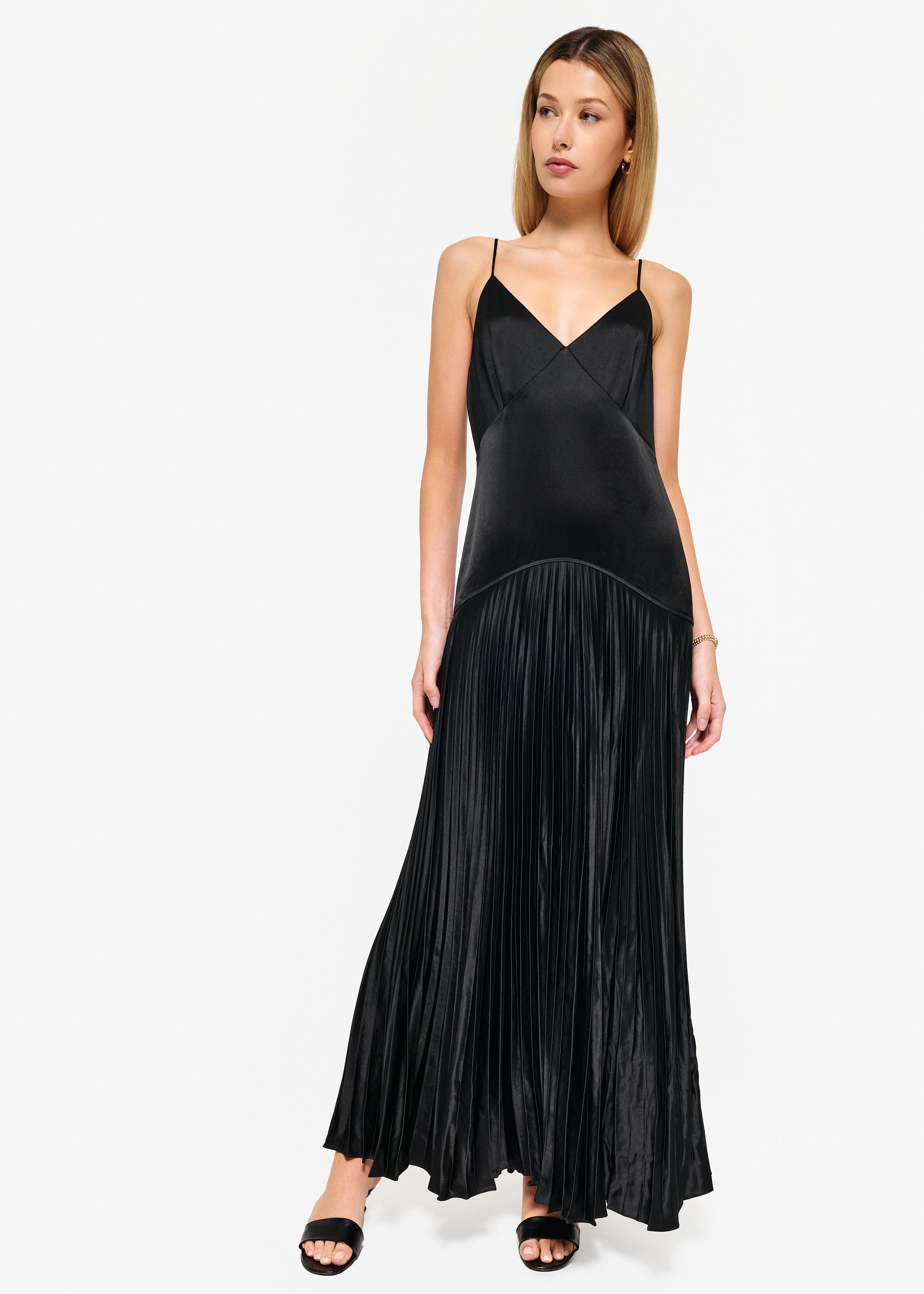 Black pleated gown best sale