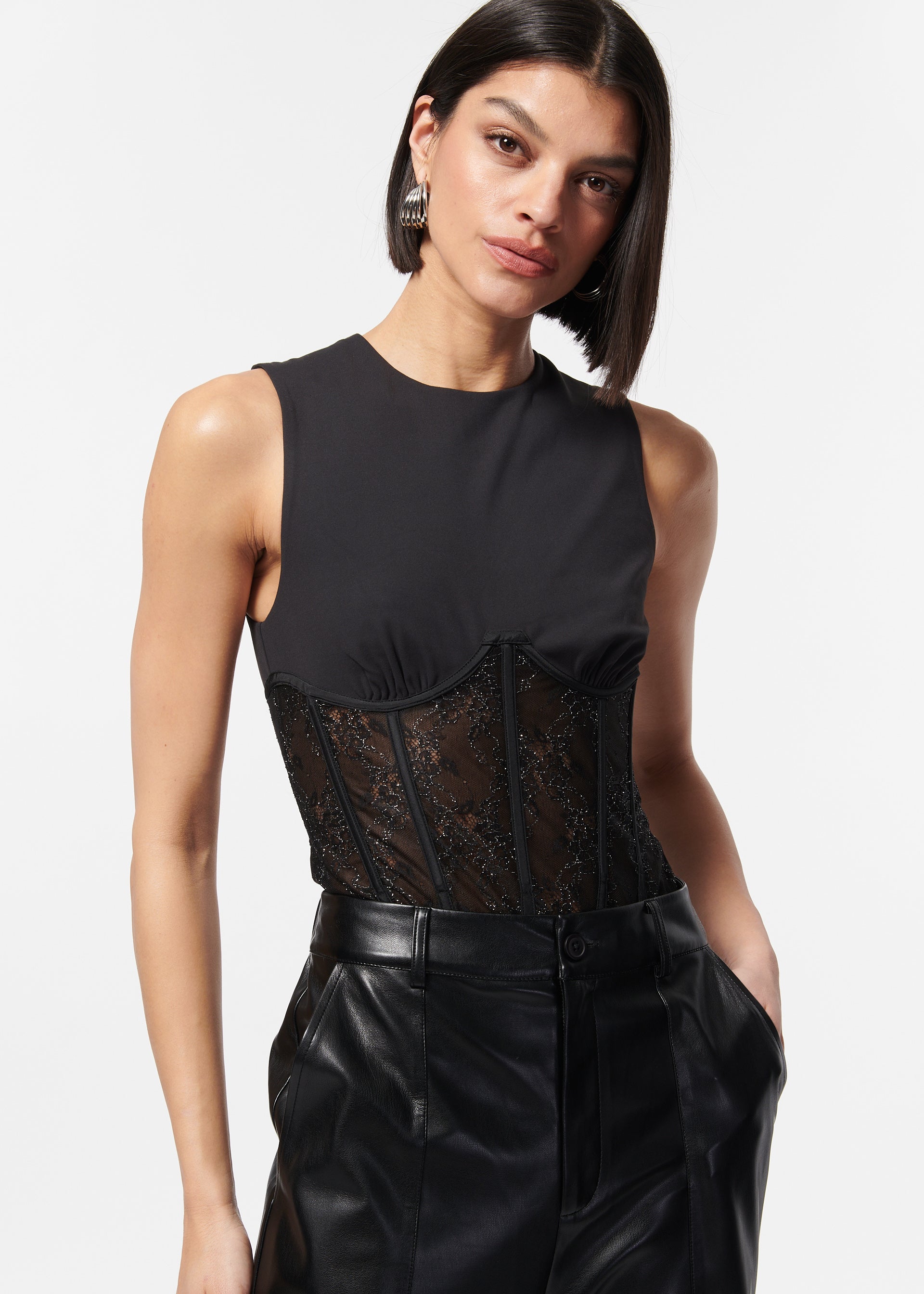 Cami NYC 35320 Woman's Briar Black Lace Corset Bodysuit Size XS