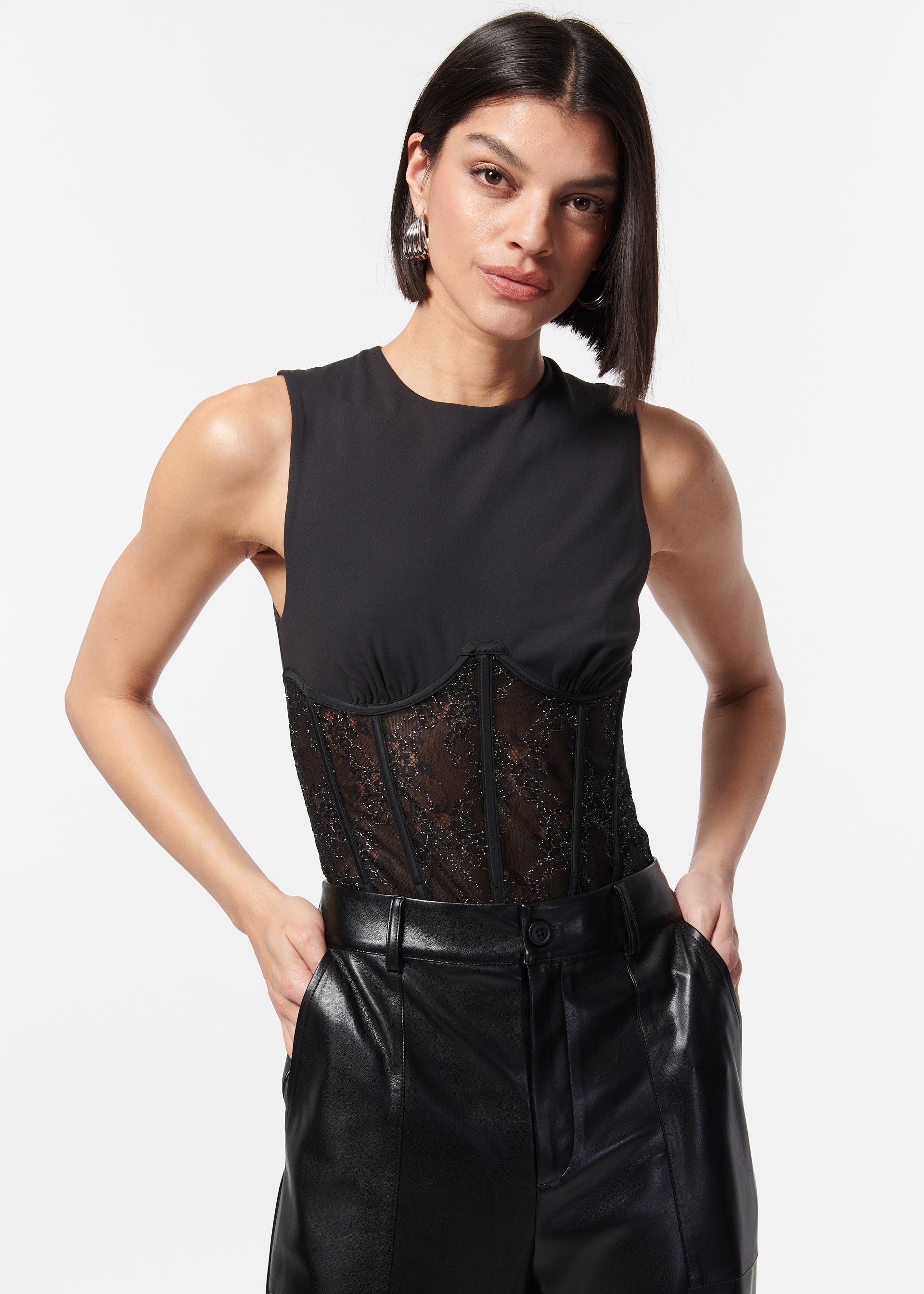 $298 Cami NYC Women's Black Reina Strapless Lace Bodysuit Size X-Small
