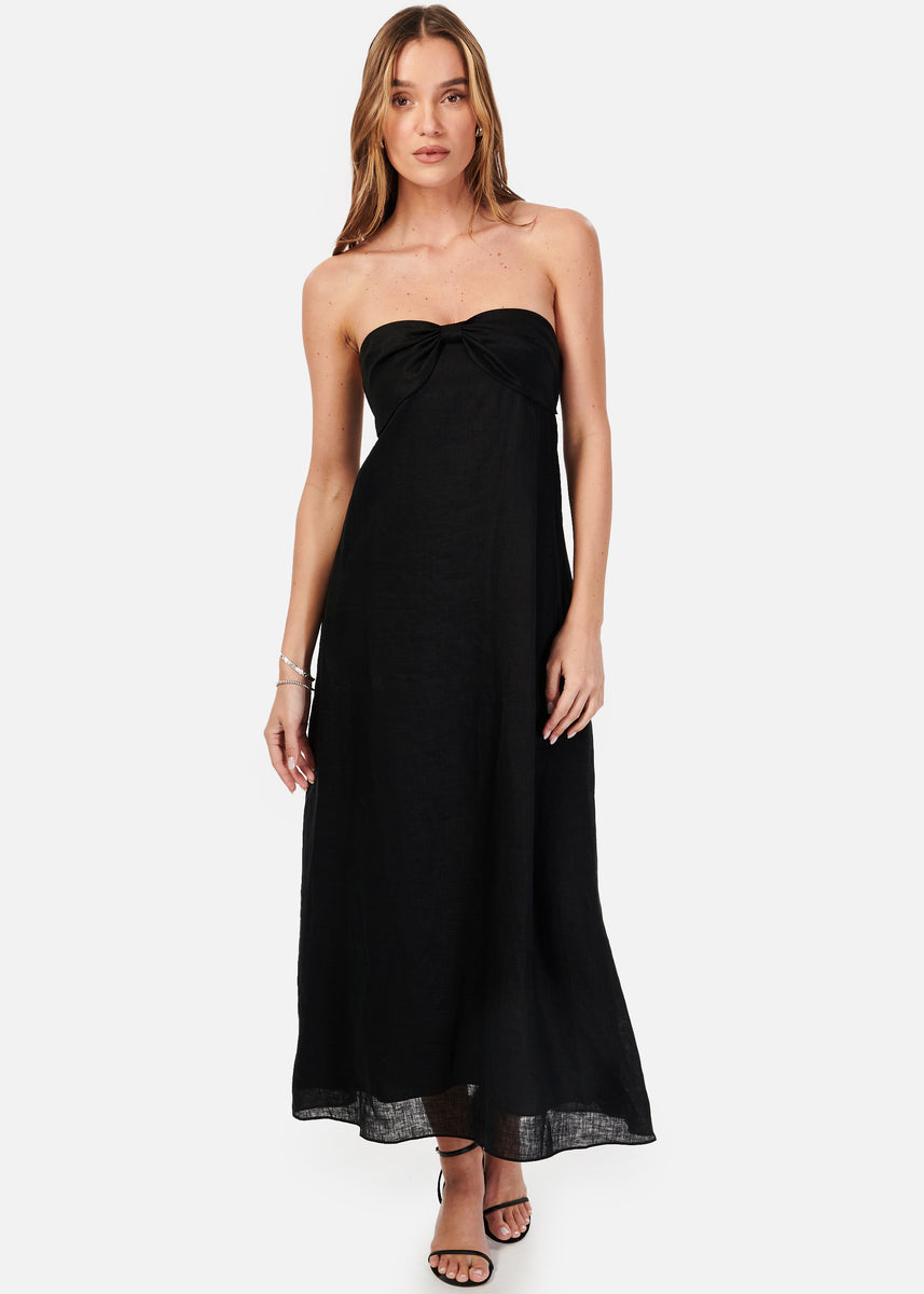 Tilney Linen Dress Black – CAMI NYC