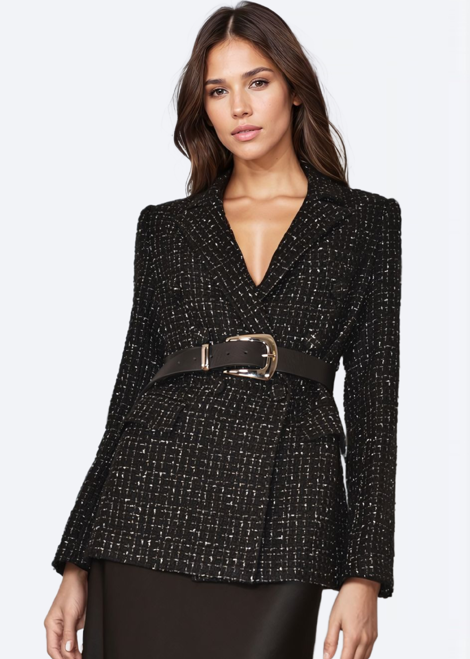 Bruna Oversized Tweed Blazer Windowpane