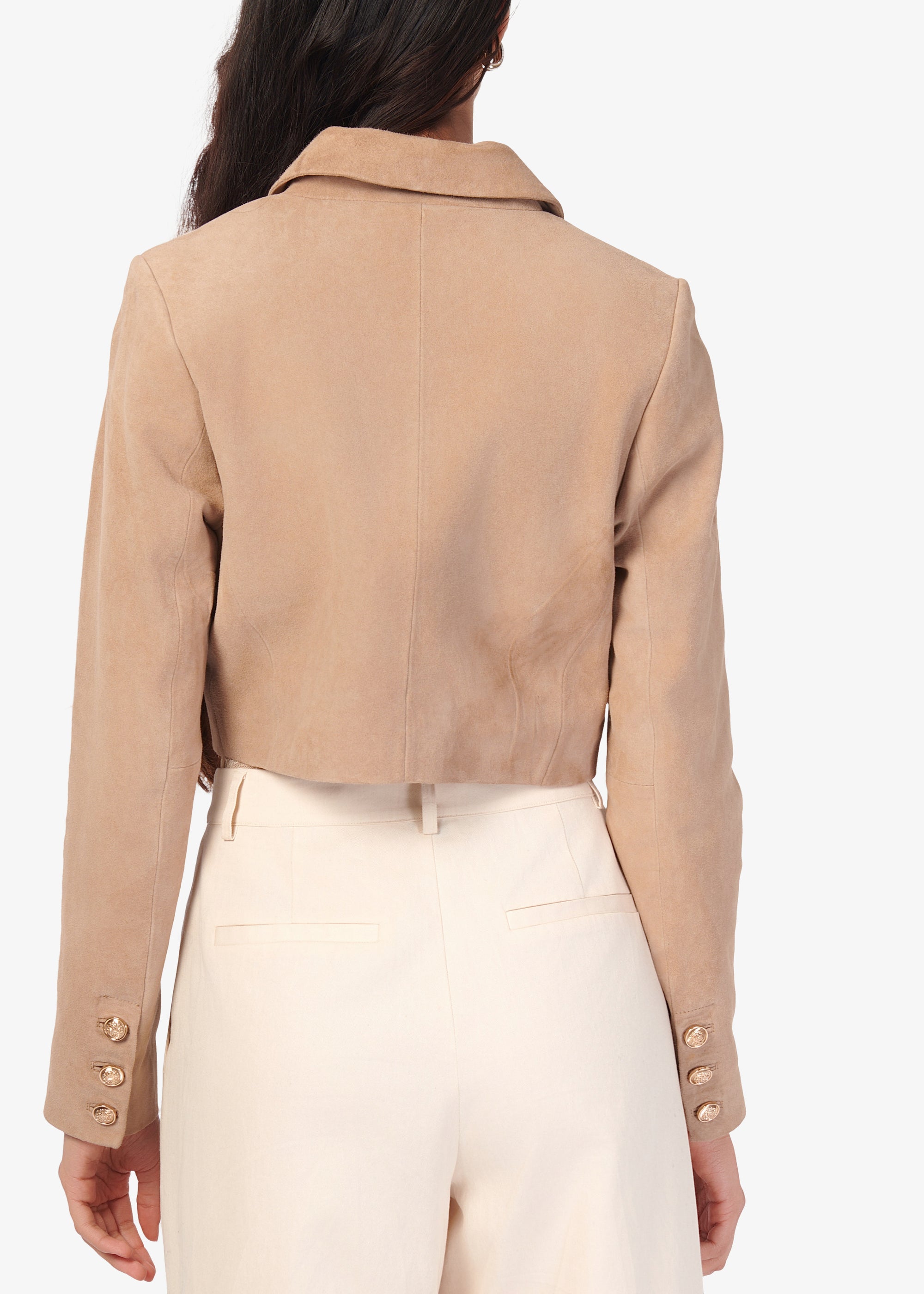 Boa Genuine Suede Cropped Jacket Incense