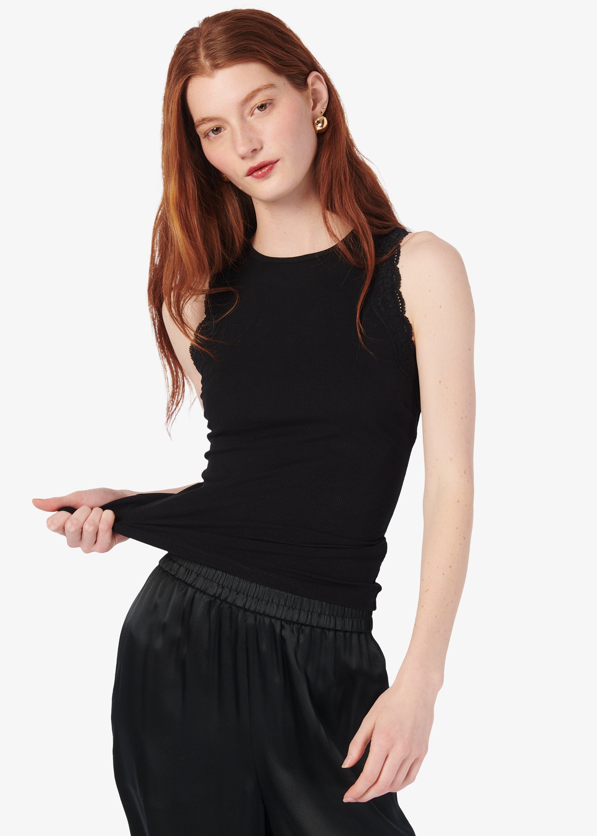 Rian Rib Knit Tank Black