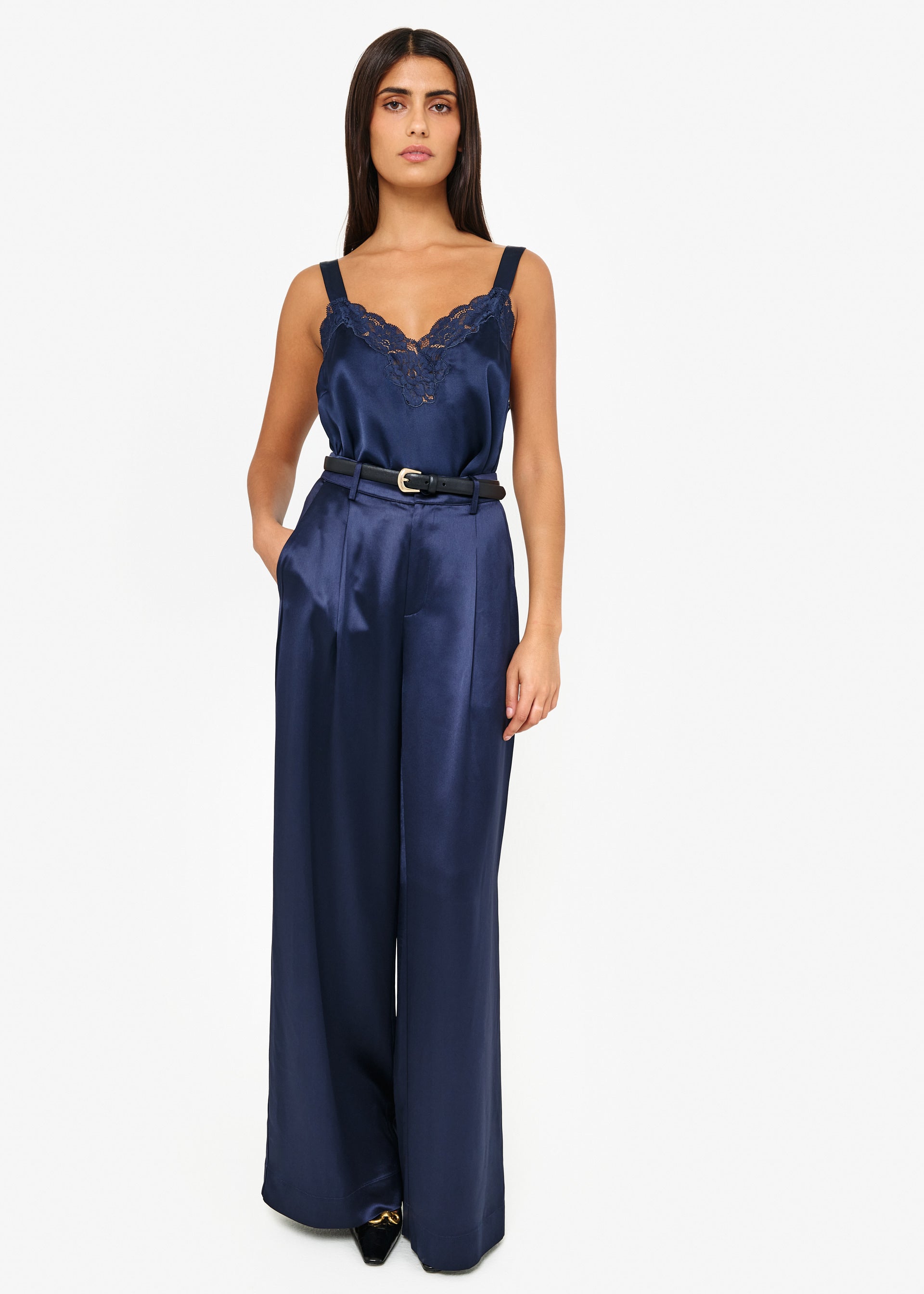 Noura Wide Leg Pant Navy