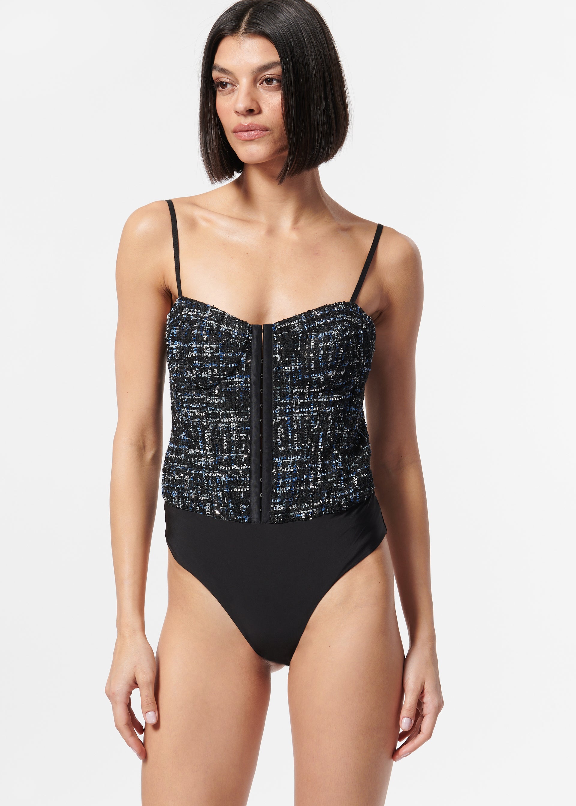 $298 Cami NYC Women's Black Reina Strapless Lace Bodysuit Size X-Small 
