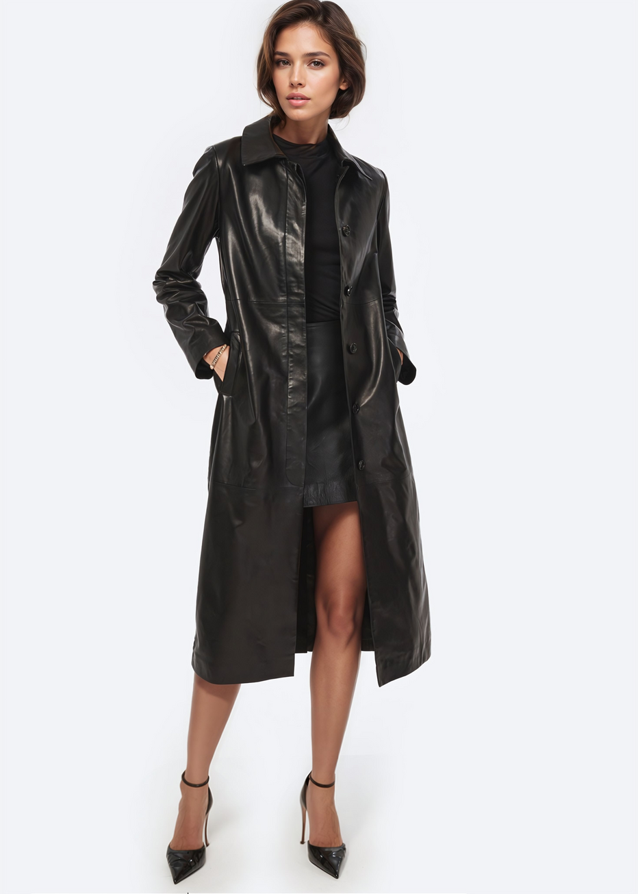 Eddie Genuine Leather Coat Black CAMI NYC