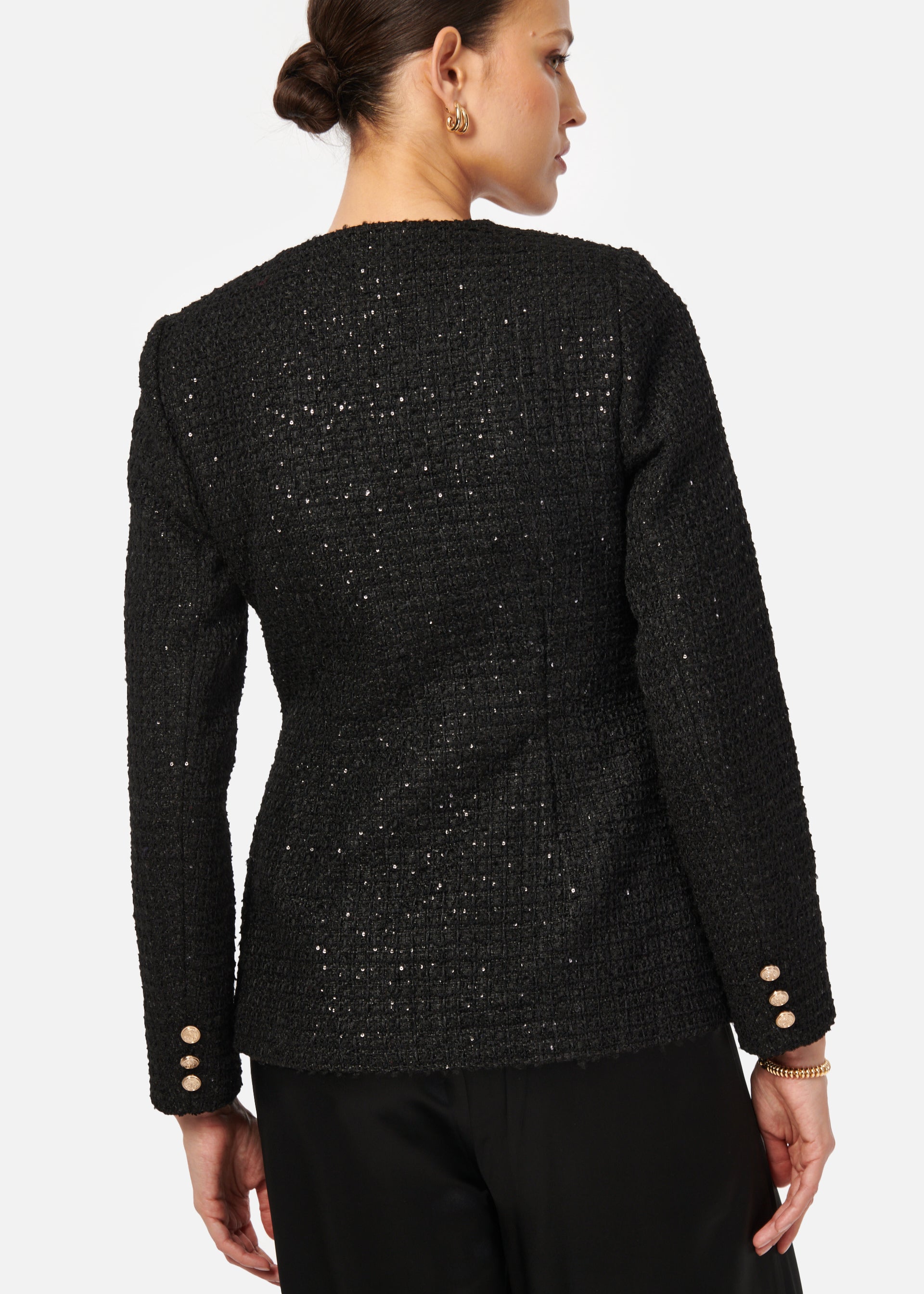 Wrenley Sequin Tweed Blazer Black