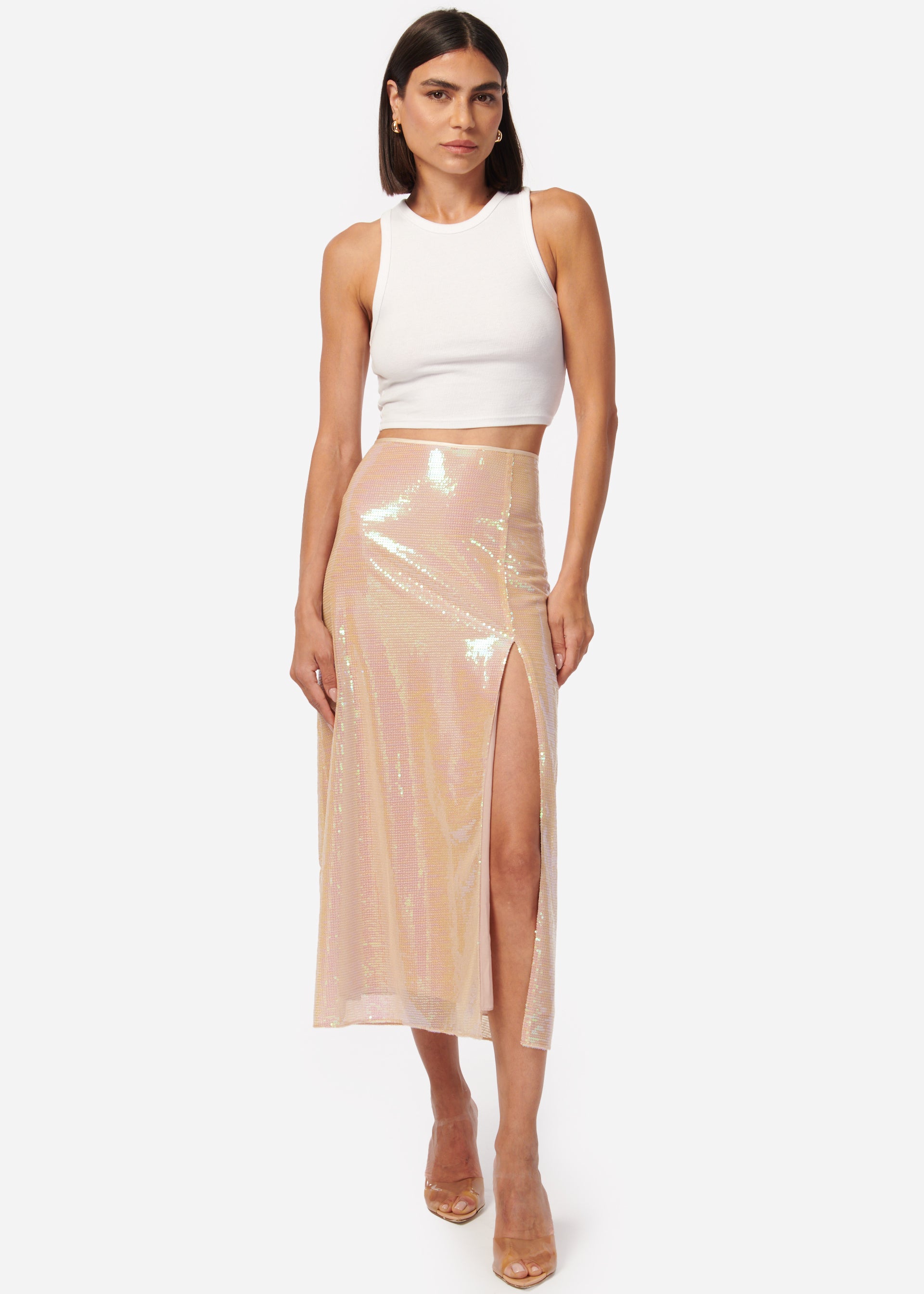 Artemis Sequin Skirt Opal Sequin CAMI NYC