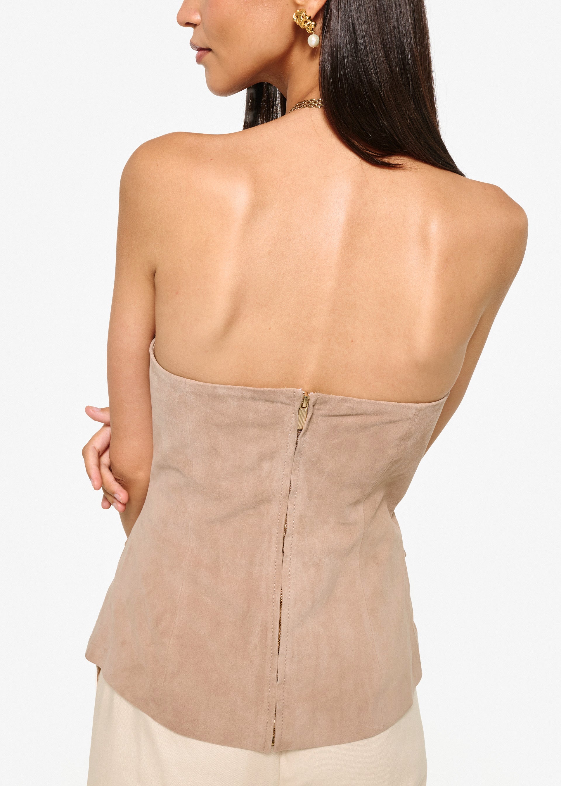 Zamora Strapless Suede Corset Incense