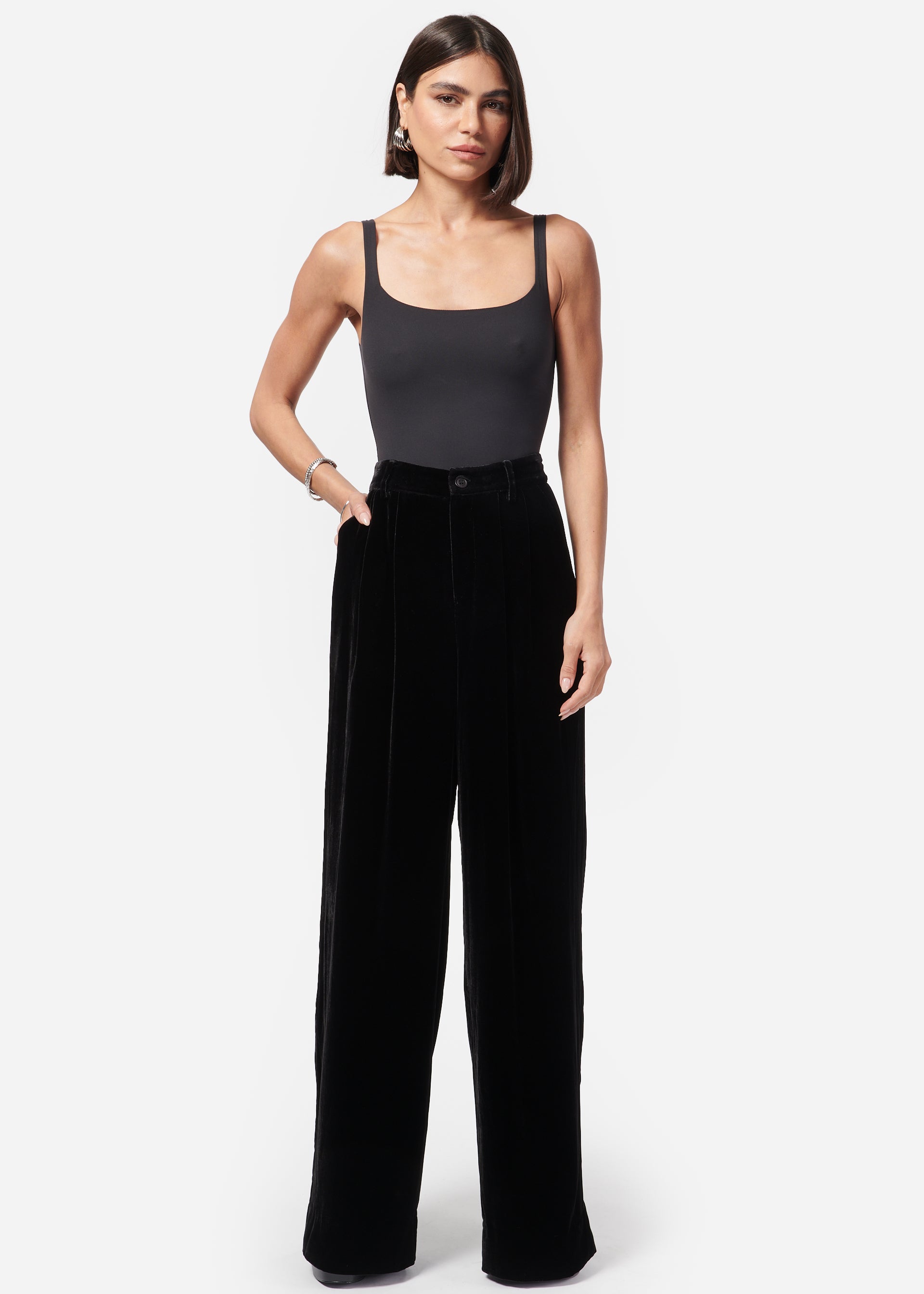 Flared velour trousers - Black - Kids | H&M IN